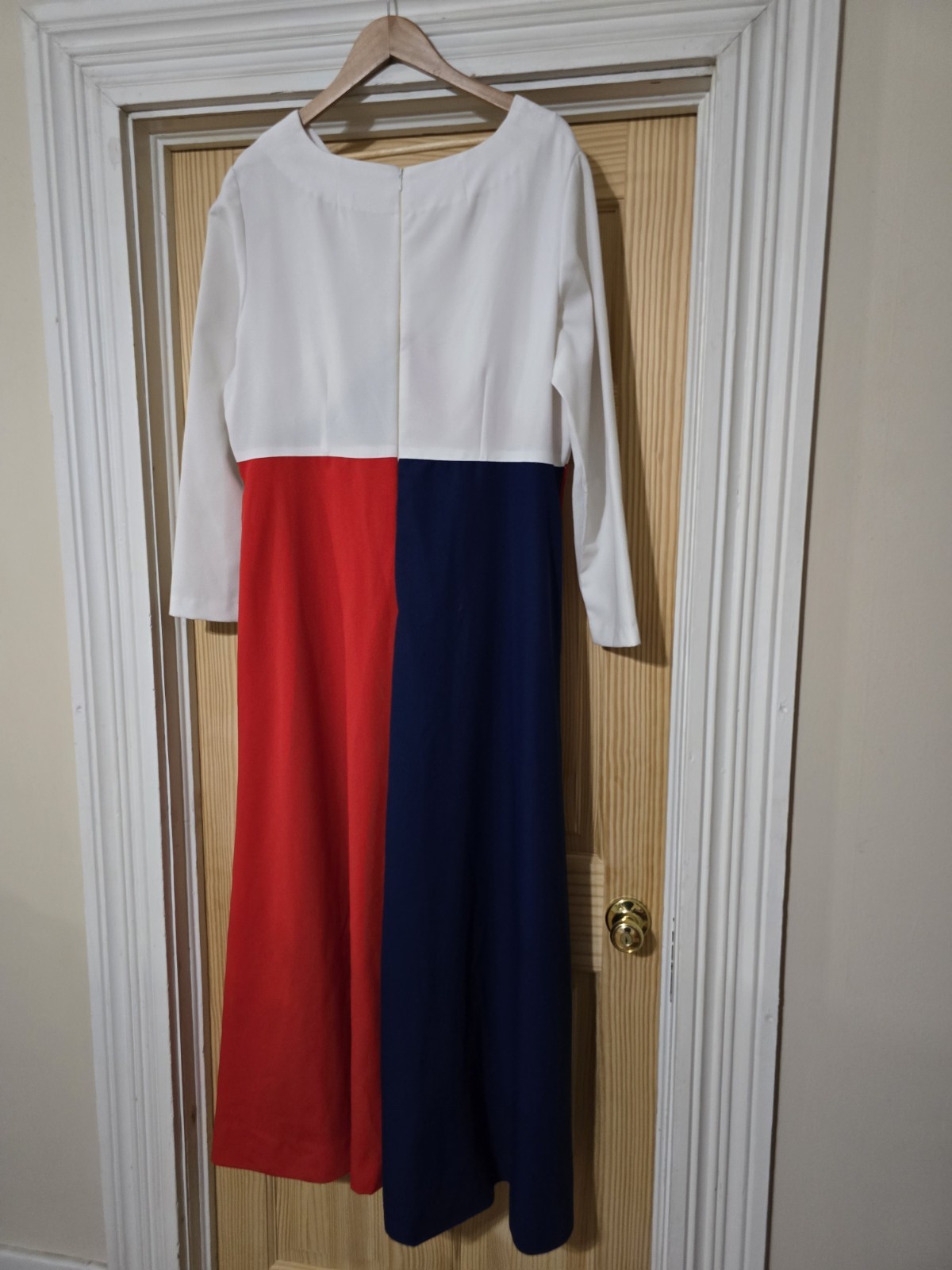 1970s Red White And Blue Polyester Gown