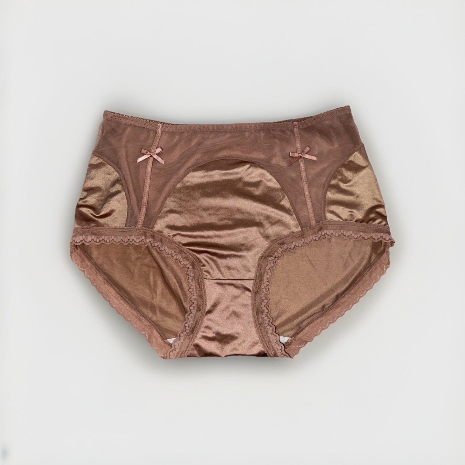 Pantie Champagne Rose, Nylon Blended Lace Trim Cotton Gusset XL Bows New