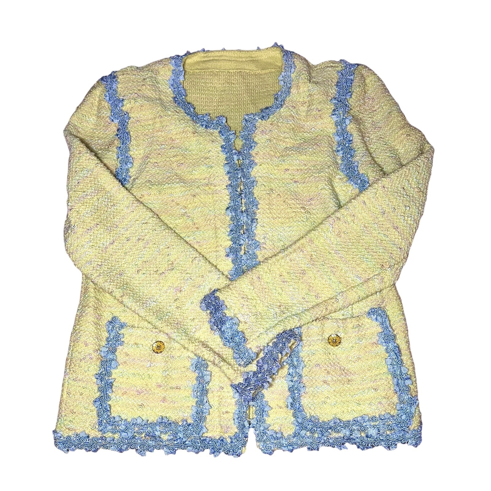 Vintage 1960’s Handmade Blazer Jacket Cardigan Pastel Tweed Jackie O Kennedy S/M
