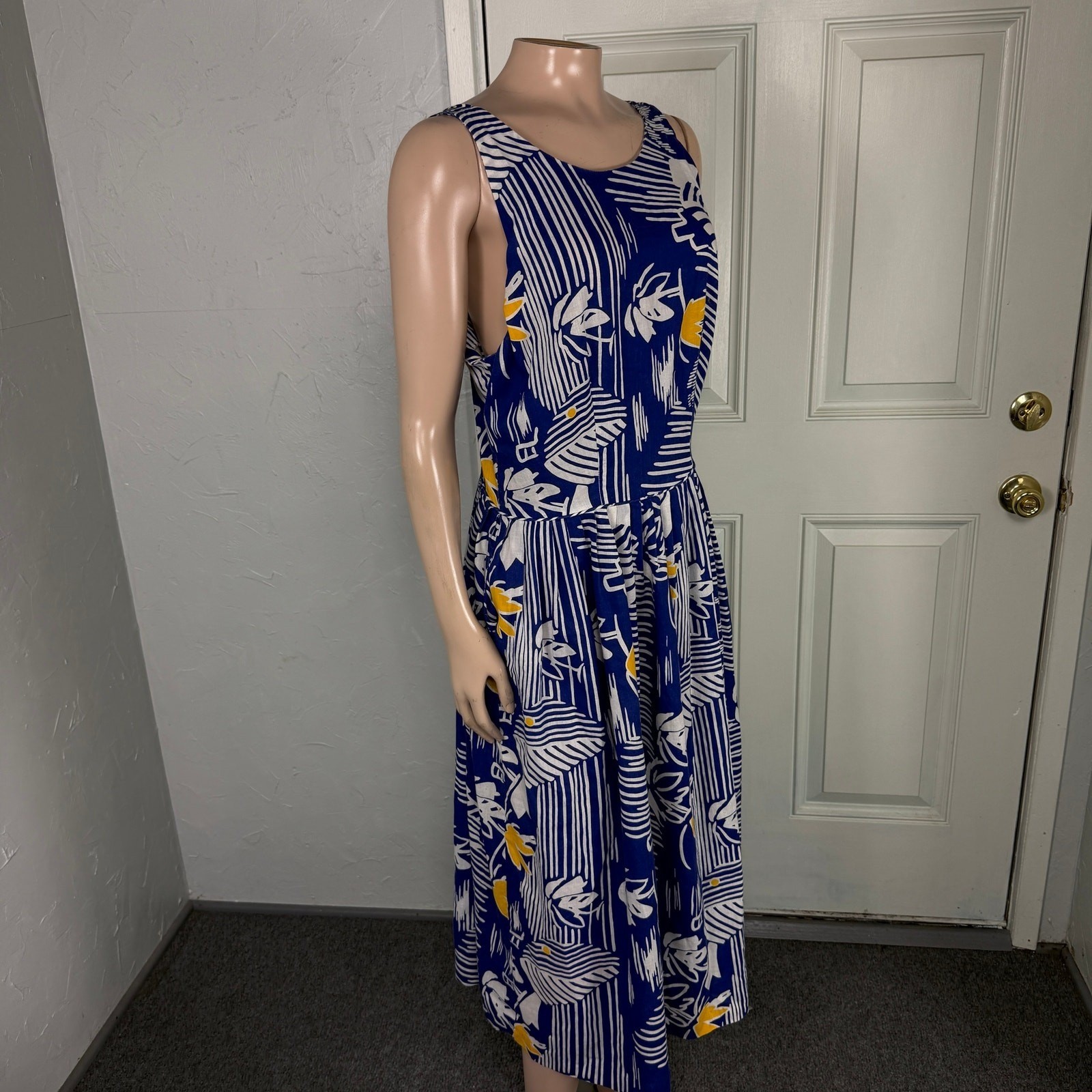 Vintage 80s 90&rsquo;s Sunshine Alley Women&rsquo;s Dress Cotton Hawaiian Pockets FF22
