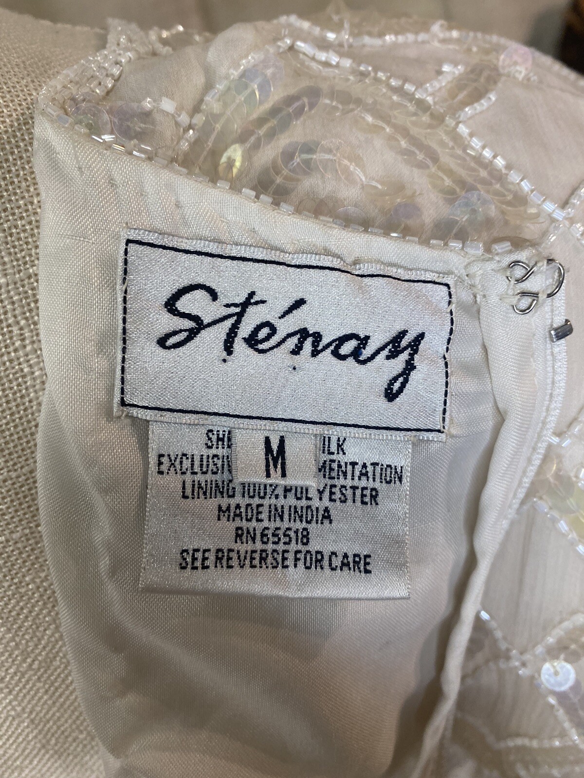 Vintage Stenay White 80’s Sequin Top Holiday Party Diamond Pattern Christmas M