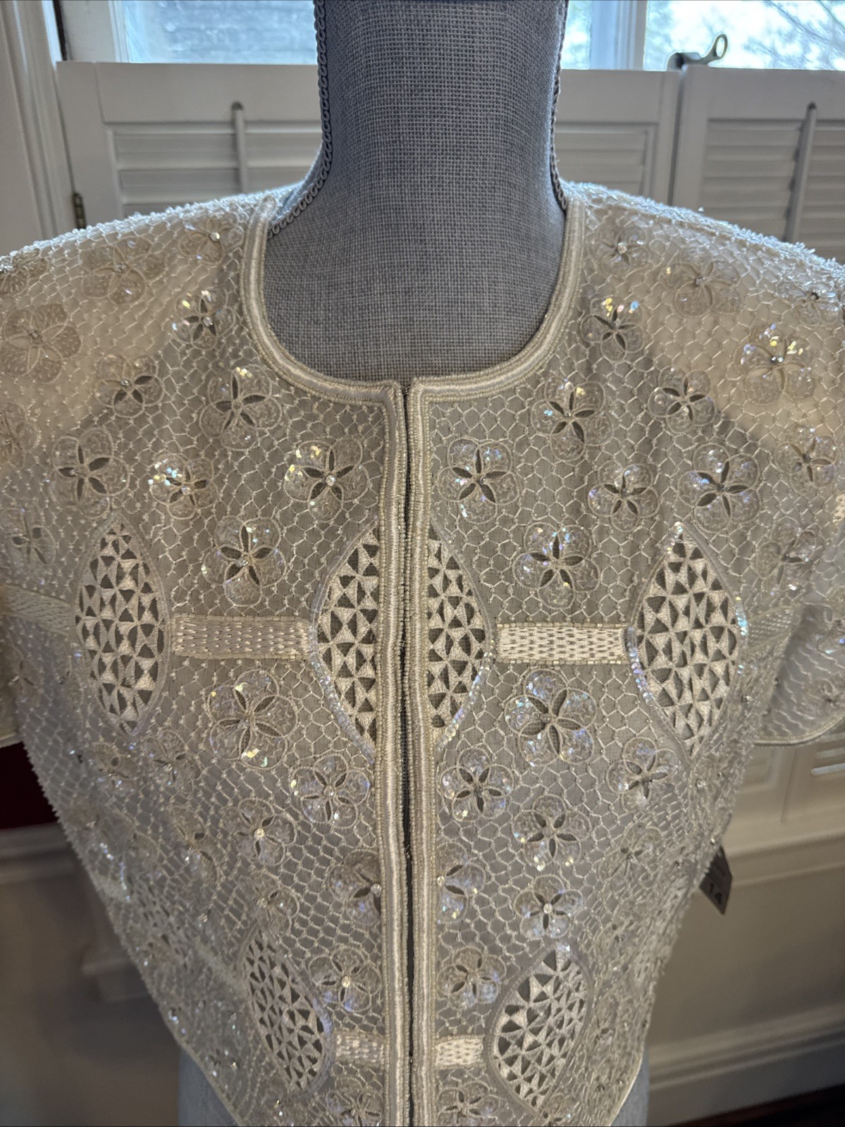 VINTAGE NWT MARY MCFADDEN COUTURE JACKET & SKIRT GOWN Plisse Pleat Sequins 14-16