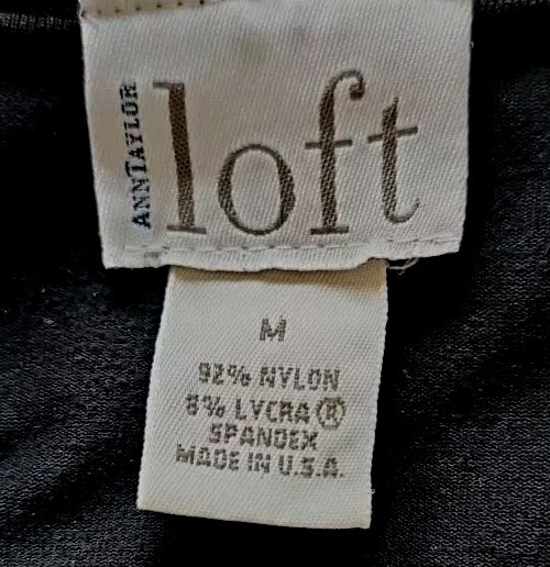 Ann Taylor LOFT Blouse Black Stretch Short Sleeve Elbow Pullover V-neck Medium