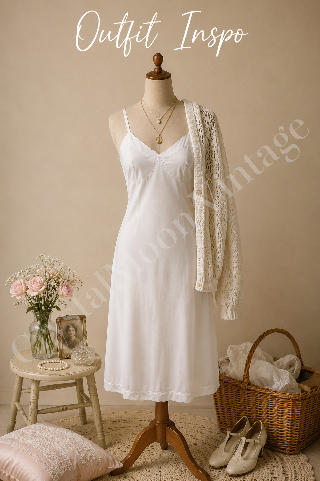 Circ. 70&rsquo;s – Sears Slip White Full Slip Size 36 Average Nylon USA