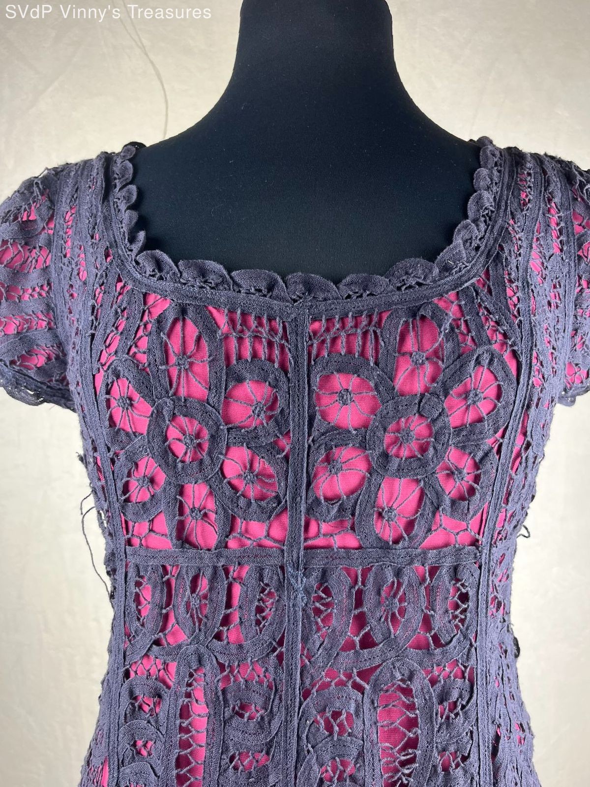 Vintage Betsey Johnson Battenburg Lace Dress Women&rsquo;s 8 (See Description)