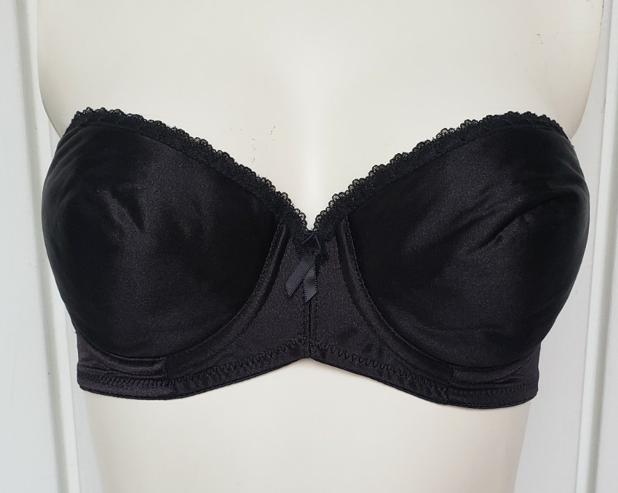 Vintage Strapless by Smoothie Bra Size 32C Black Satin Underwired Style 173 NEW