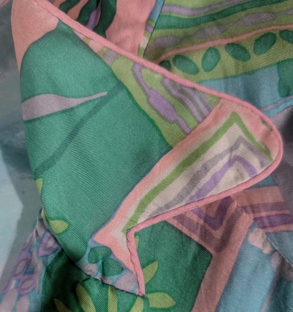 Vintage 70&rsquo;s Silk MOD Psychedelic Shirt Dress Colony Classics Hong Kong Belt M