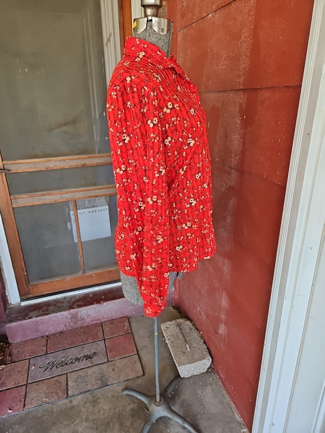 Vintage Graff Californiawear Red Button Shirt Blouse Peasant Medium