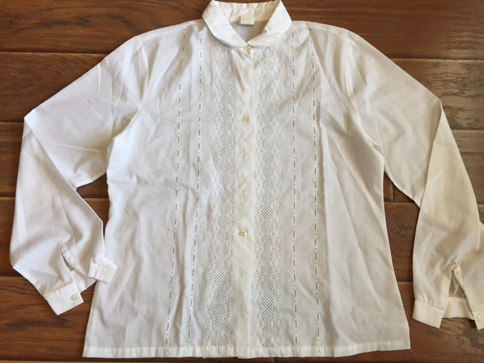 VTG Women&rsquo;s Blouse Top,Montgomery Ward,White Embroidery,SZ 16,Polyester/Cotton,Z