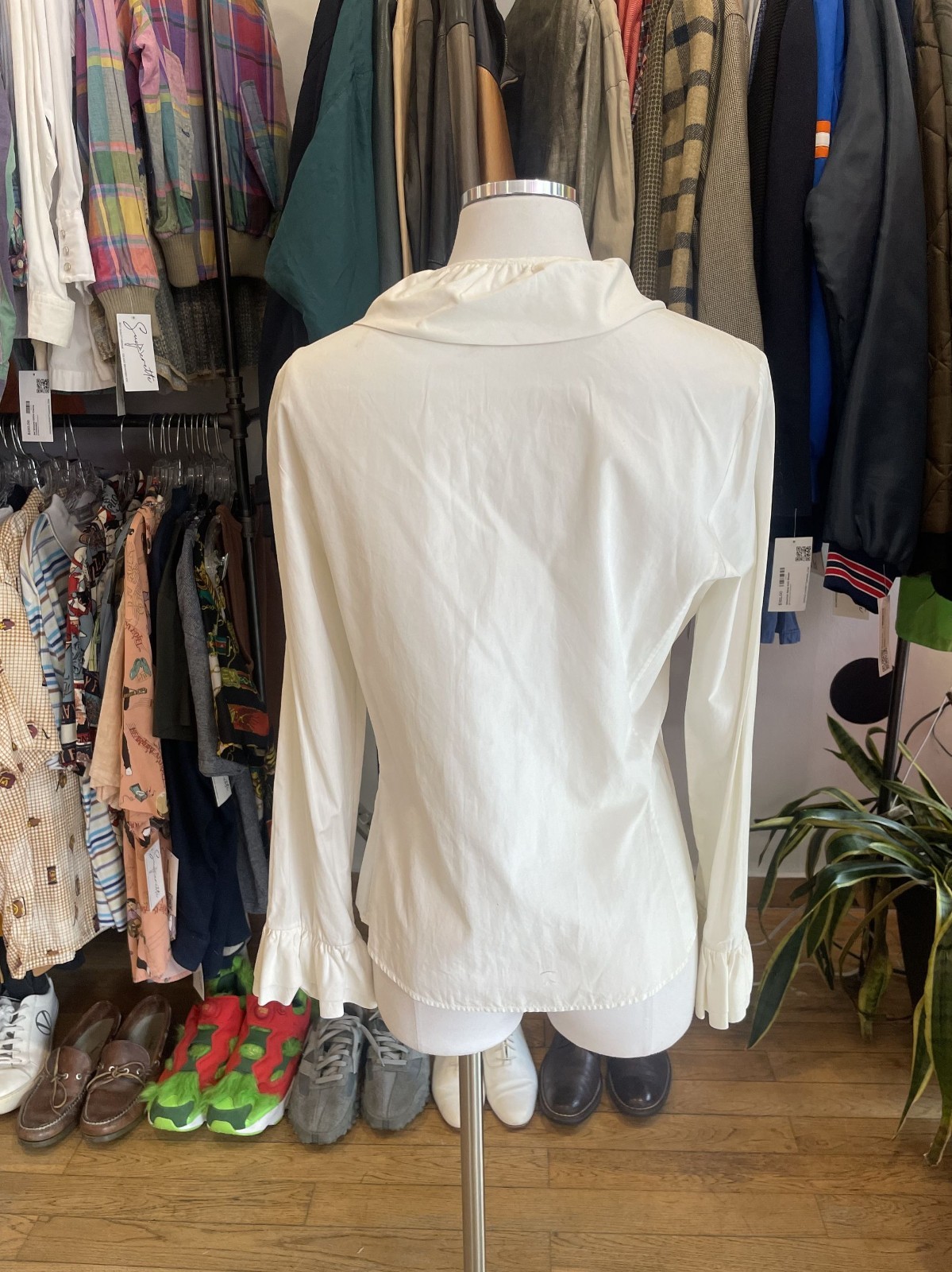 Vintage Gucci Tom Ford White Ruffle Blouse