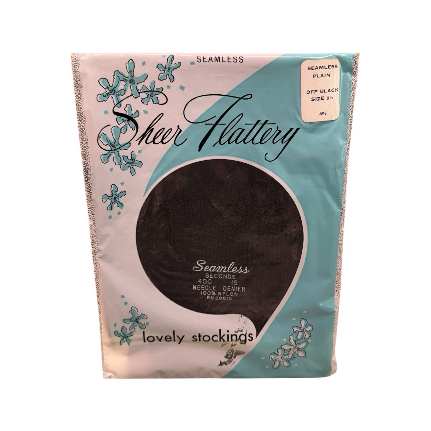 Vintage Sheer Flattery Seamless Plain Lovely Stockings 15 Denier Off Black 9 1/2