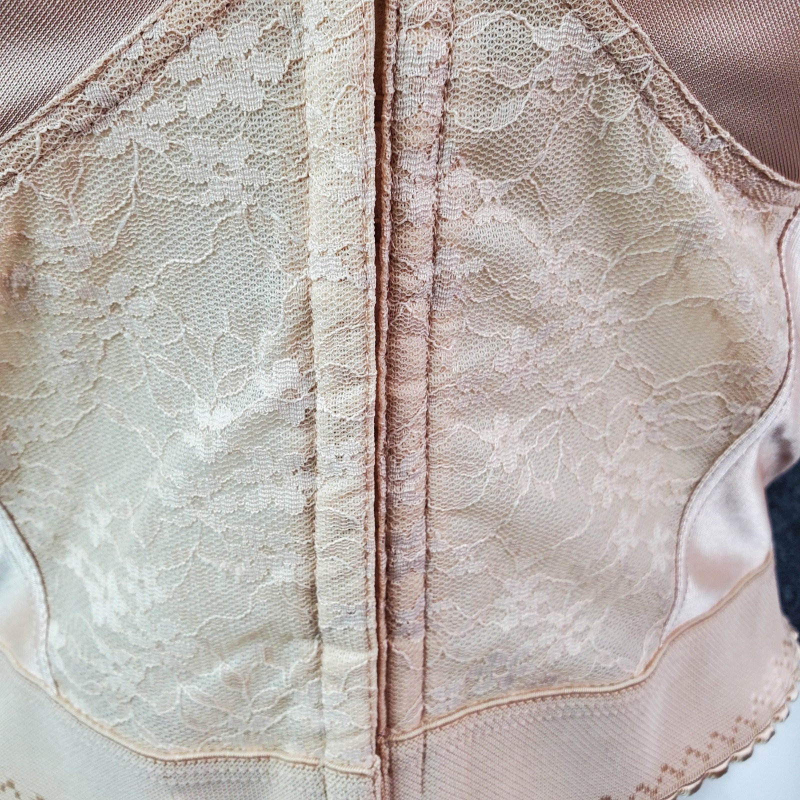 VTG Long Line Bullet Bra Corset Bustier Cincher Shaper 40DD Pin Up Lingerie