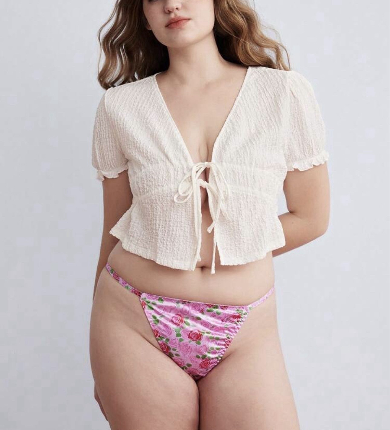 VTG 90’s Style Satin Polyester String Bikini Multi-Floral Panties PLUS 3Xl NEW