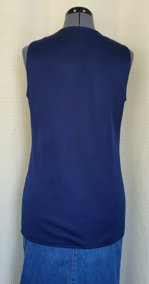 Vintage Stockton Navy Blue Long Button Down Front Vest 36&Prime; Bust