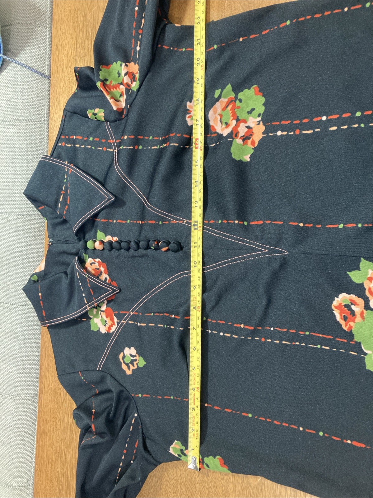 Vintage 1970s CLOVIS RUFFIN Ruffinwear Dress Western Dark Floral Jersey Knit
