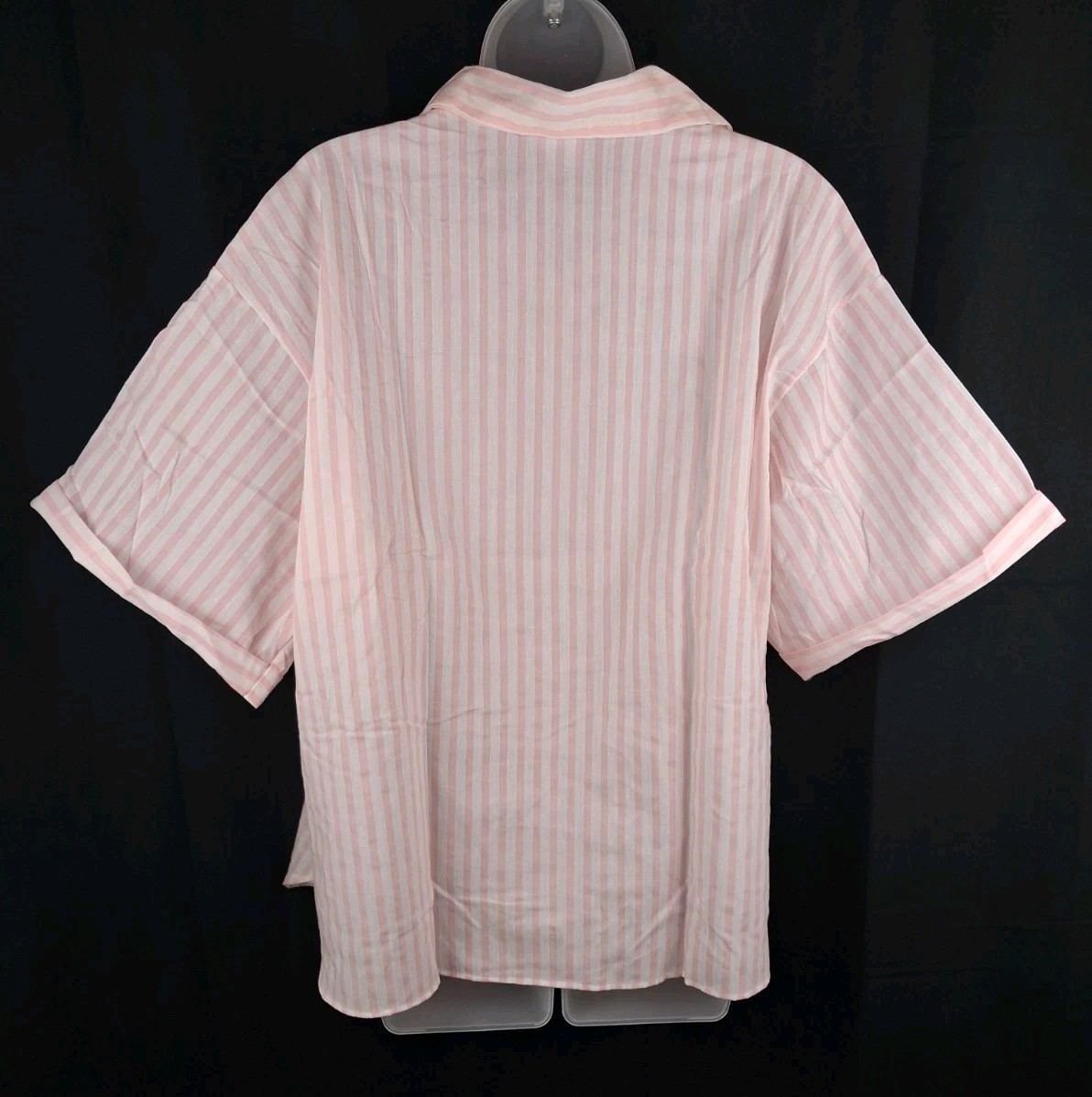 VTG Carole Pink & White Striped Short Sleeve Top And Shorts Pajama Set Size L