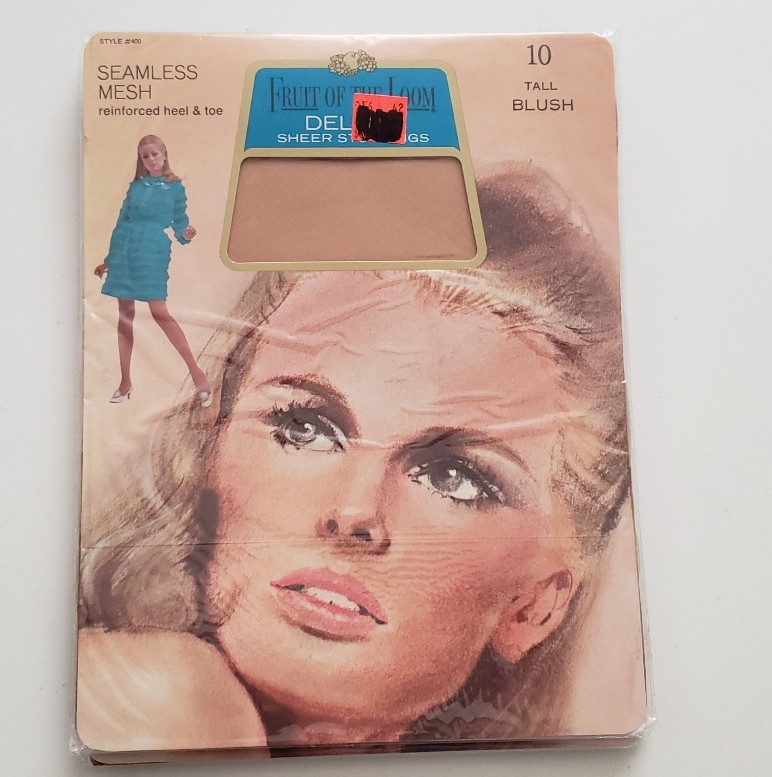 3 Vintage Pair Fruit Of The Loom Deluxe Sheer Mesh Stockings 10 Tall Blush
