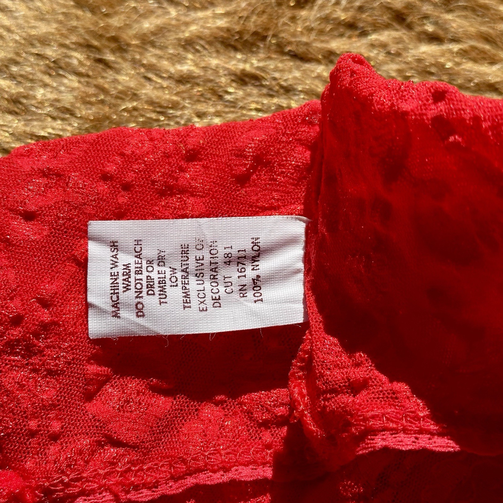 Vintage 90s Chic Red Lace Button Bow Thong Lingerie Bodysuit USA Ribbon Present