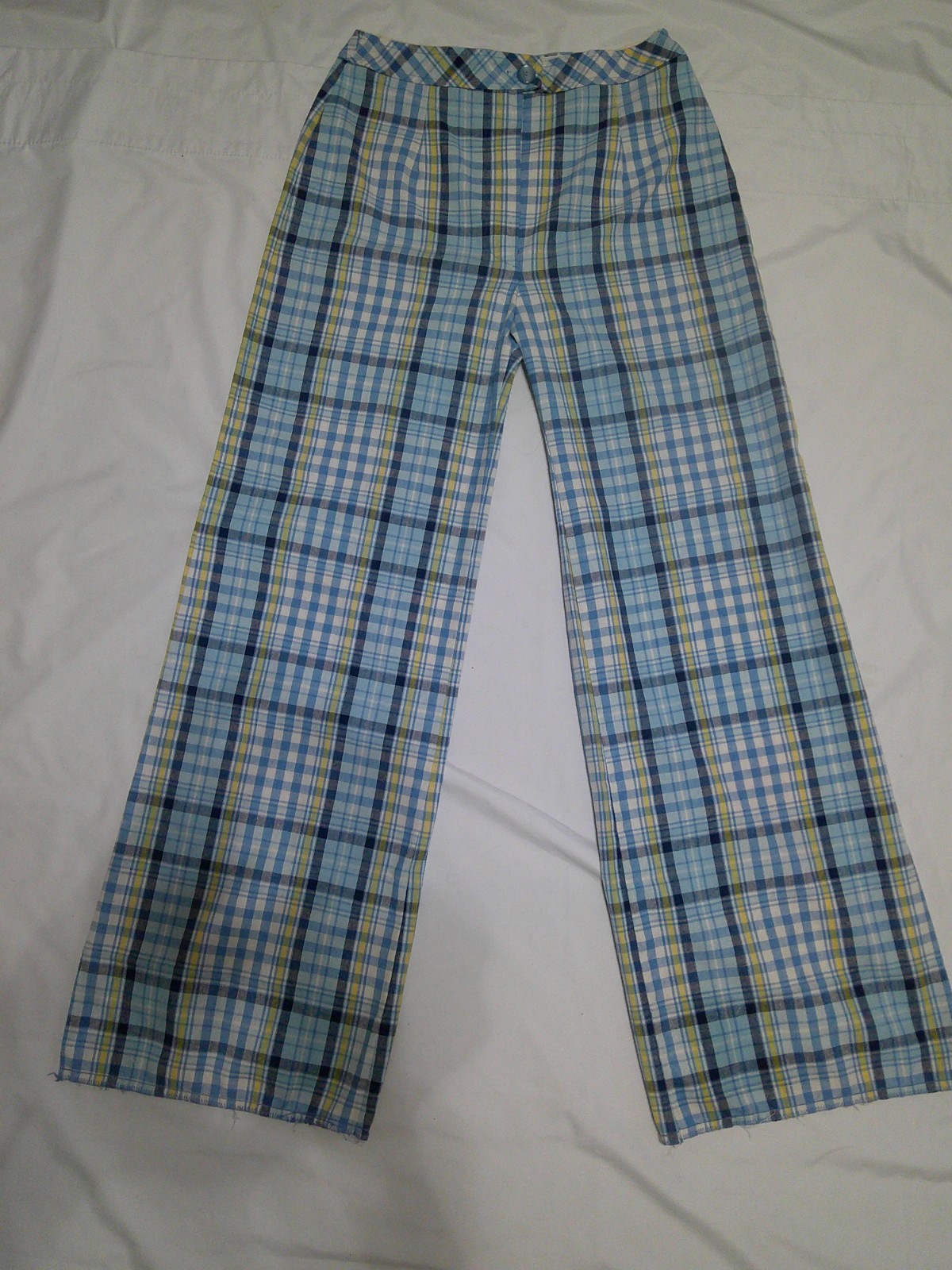 Vtg 70&rsquo;s Disco Era Bobbie Brooks Plaid Bell Bottom Flare Pants Wmn M 28 x 30