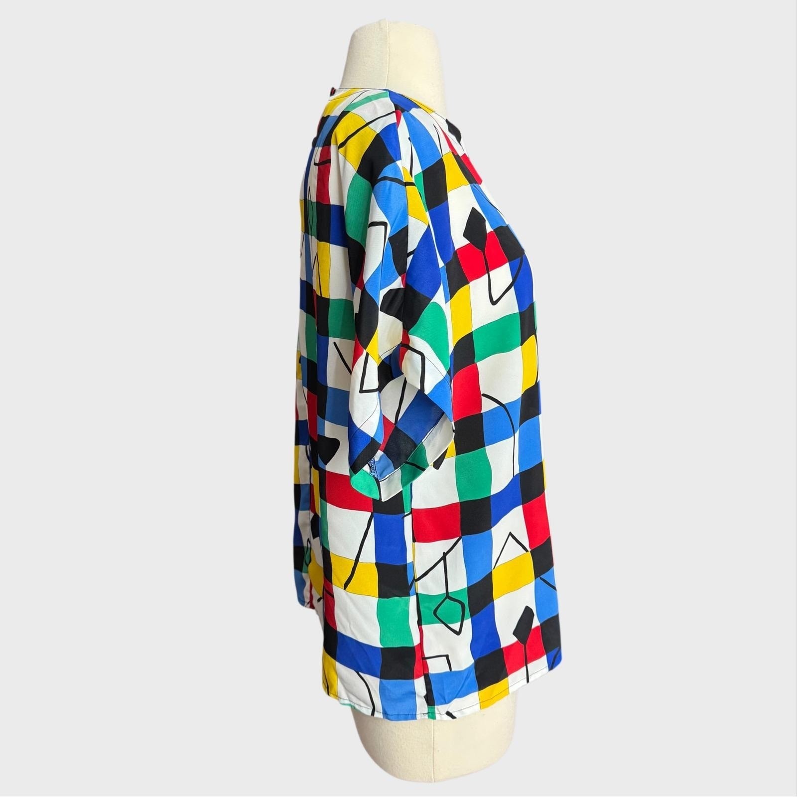 Vintage 80&rsquo;s Women&rsquo;s Med Short Sleeve Abstract Geometric Art to Wear Top