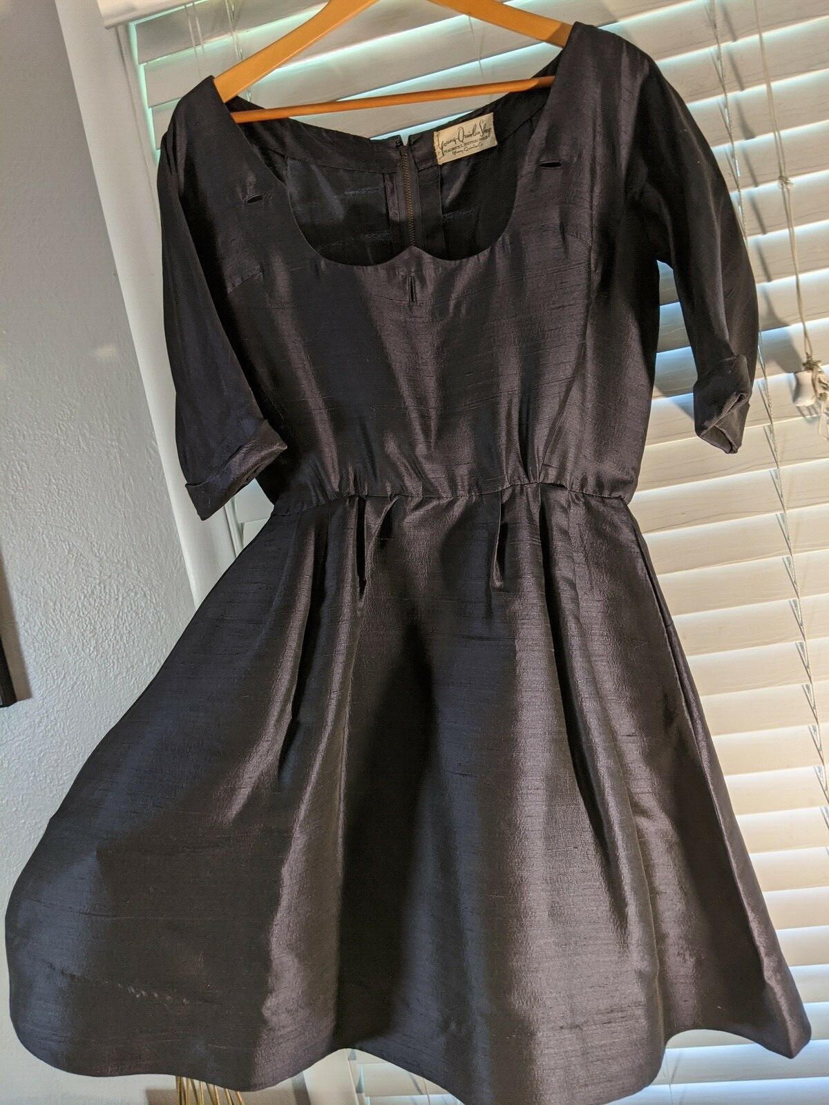 Christian Dior 1950&rsquo;s Cocktail Dress, Silk or Silk Blend, Navy, Size 10