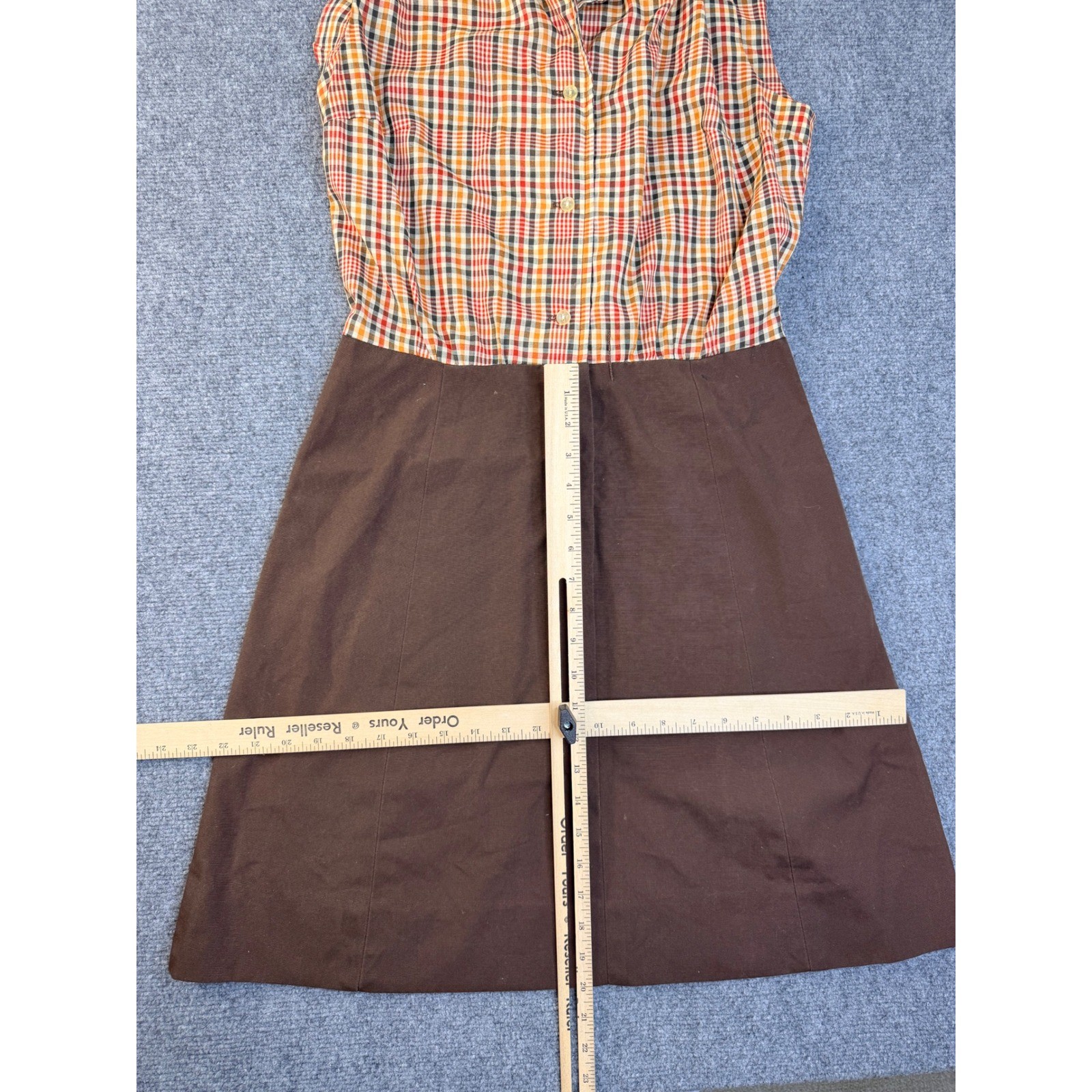 California Girl Vintage Brown Plaid Dress Suit Set Jacket 2pc Mod 70s Workwear