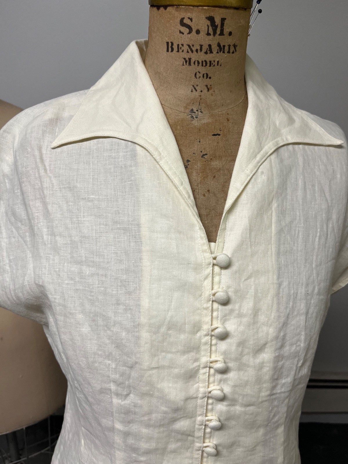 NWT OLD STOCK Vintage J Peterman Linen Blouse Size 10 Bust 36-37