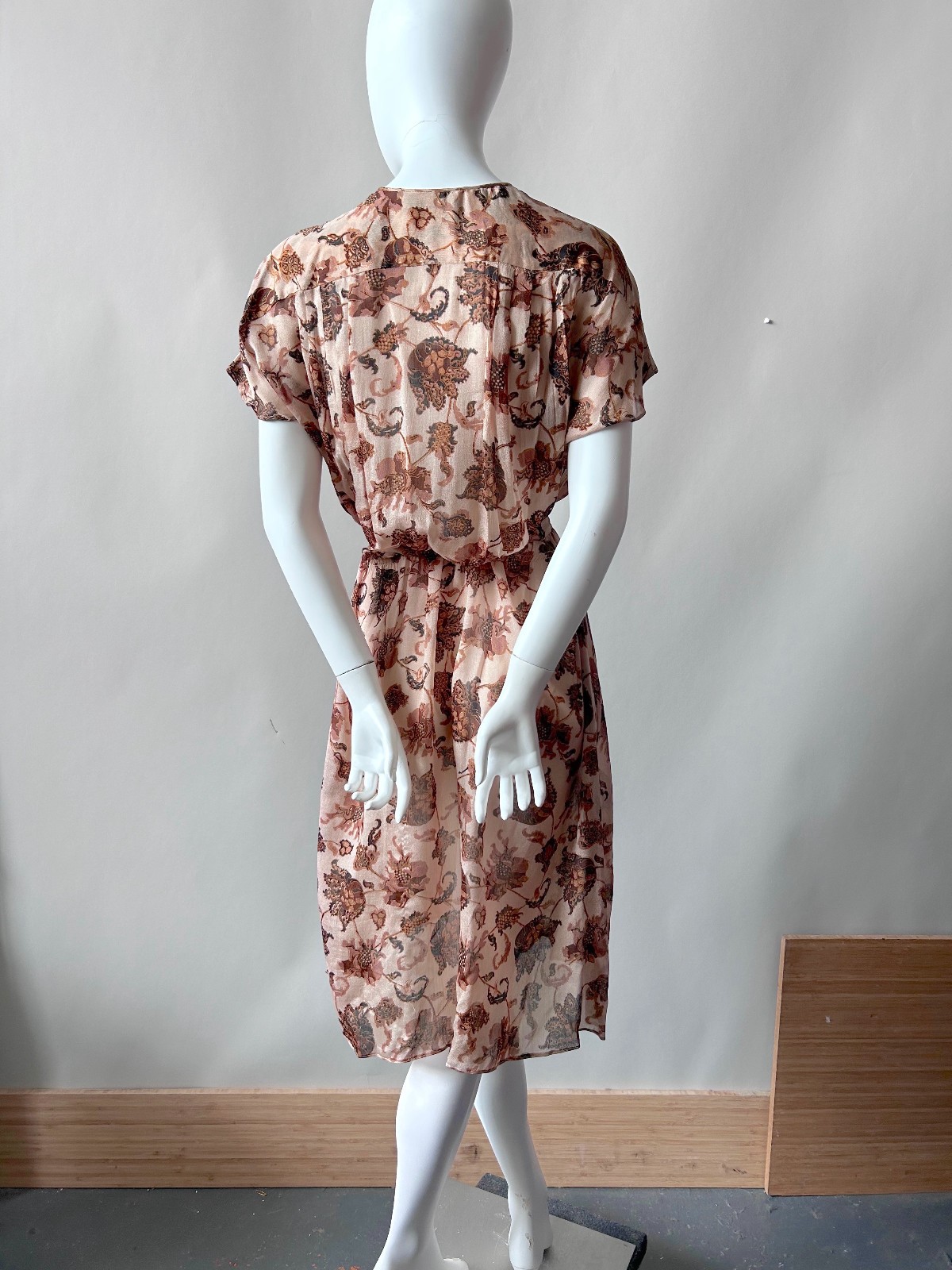 Vintage Judith Ann for Heiser-Egan Vintage Sheer India Silk Dress sz S M 1970s