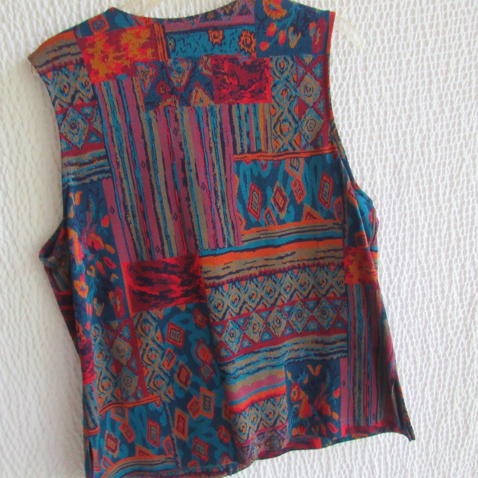 Colorful Abstract Cardigan Sweater Vest XL Grannycore Vintage Graff Art to Wear