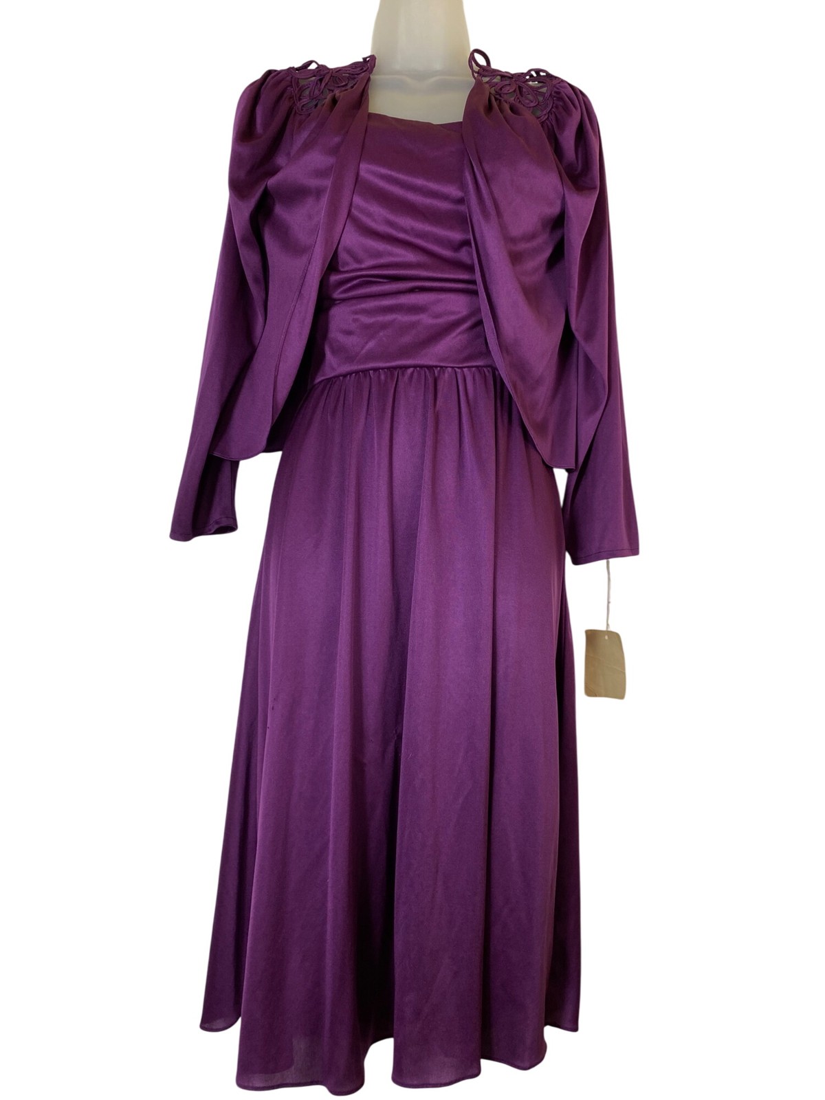 Vintage Purple Sleeveless Dress & Jacket Set Size 7/8 Disco Sexy Retro Eighties