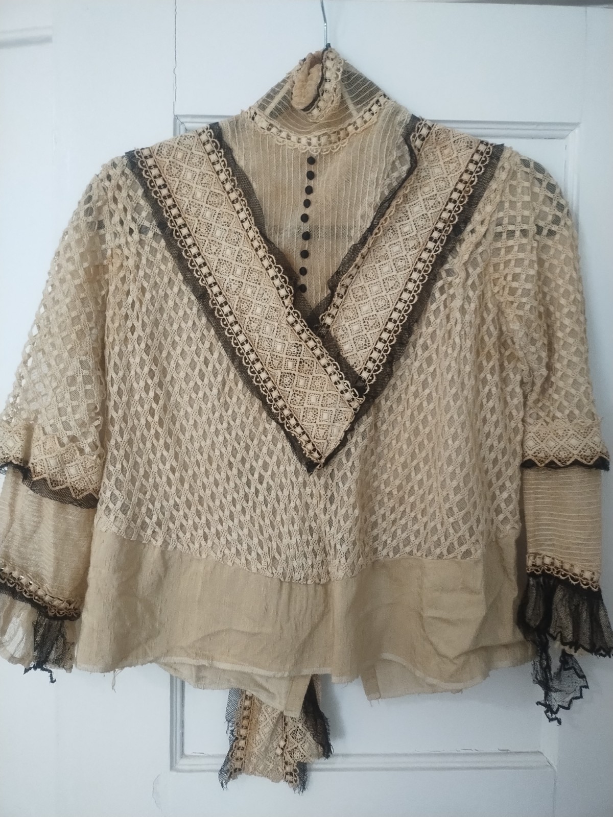 Victorian, Edwardian Antique Lace Blouse W/ Buttons Small