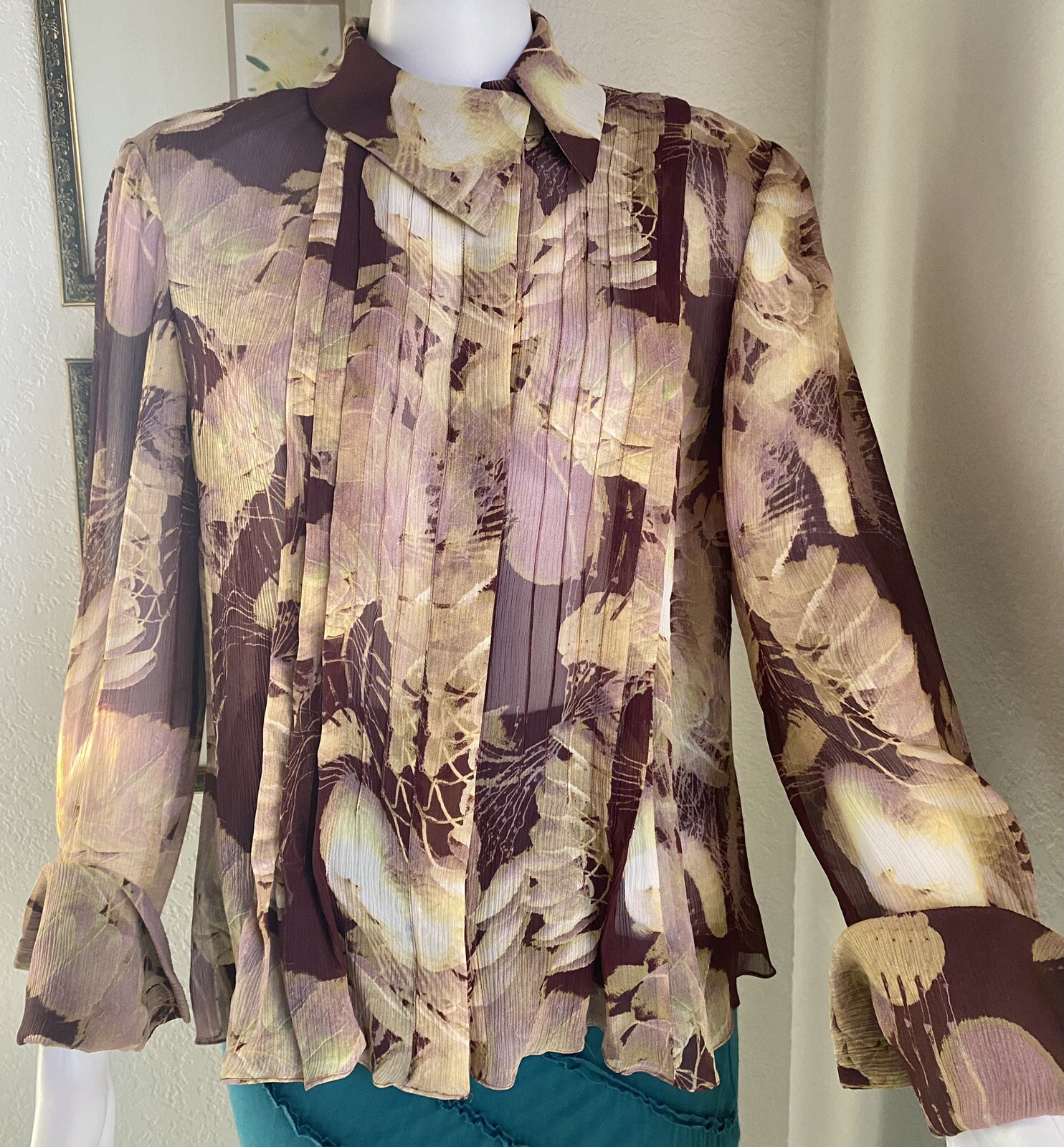 Christian Lacroix Collection 1990s Vintage Silk Blouse Sz 6 M (42)