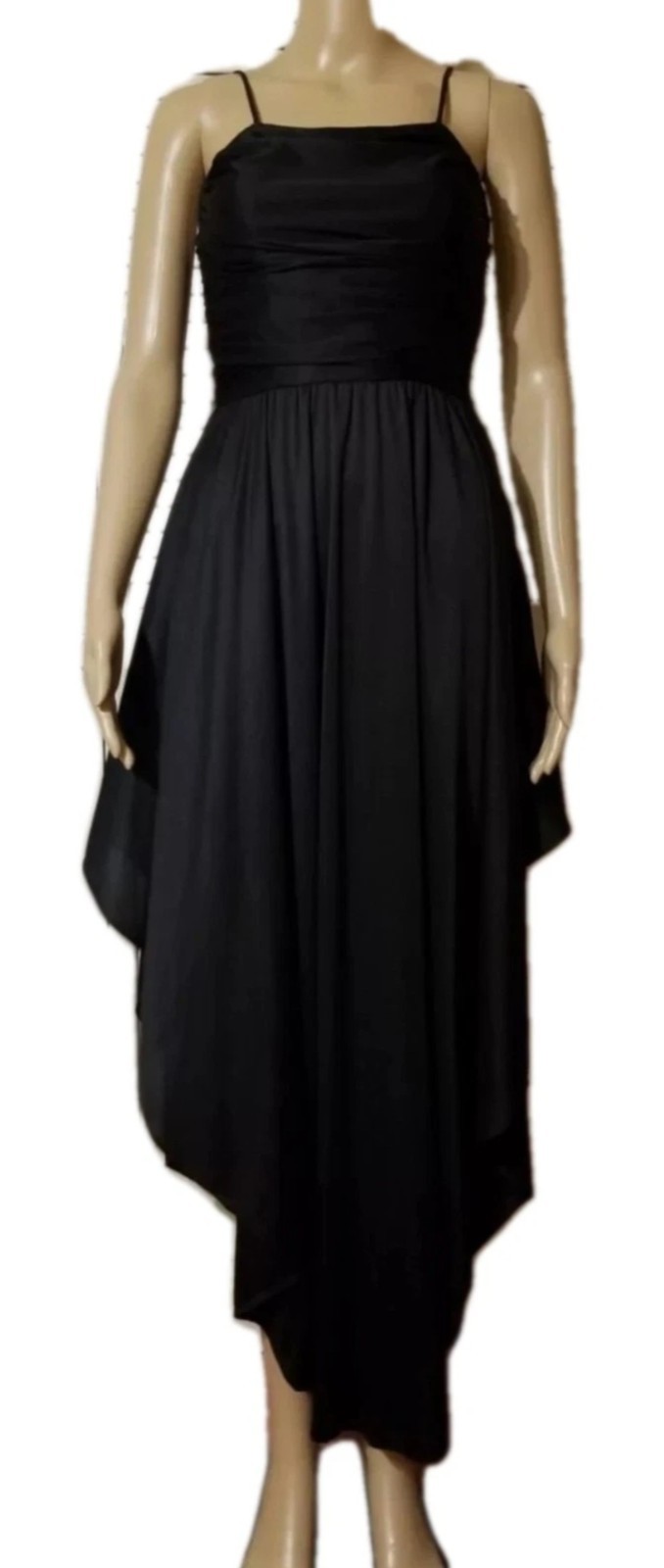 Vintage 70&rsquo;s Disco Dress Juniors Size 7 Black Polyester Sleeveless Studio 54