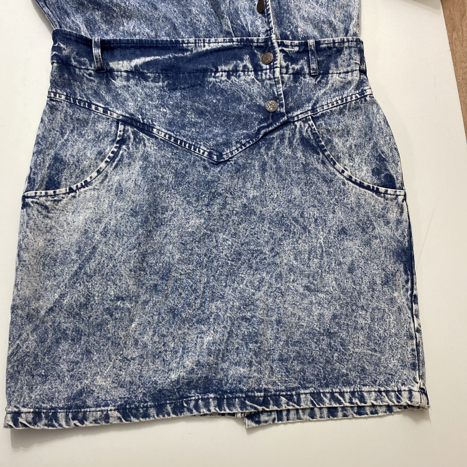 Vintage Landon West 1980s Blue Denim Shirt Dress 100% Cotton Size 7/8
