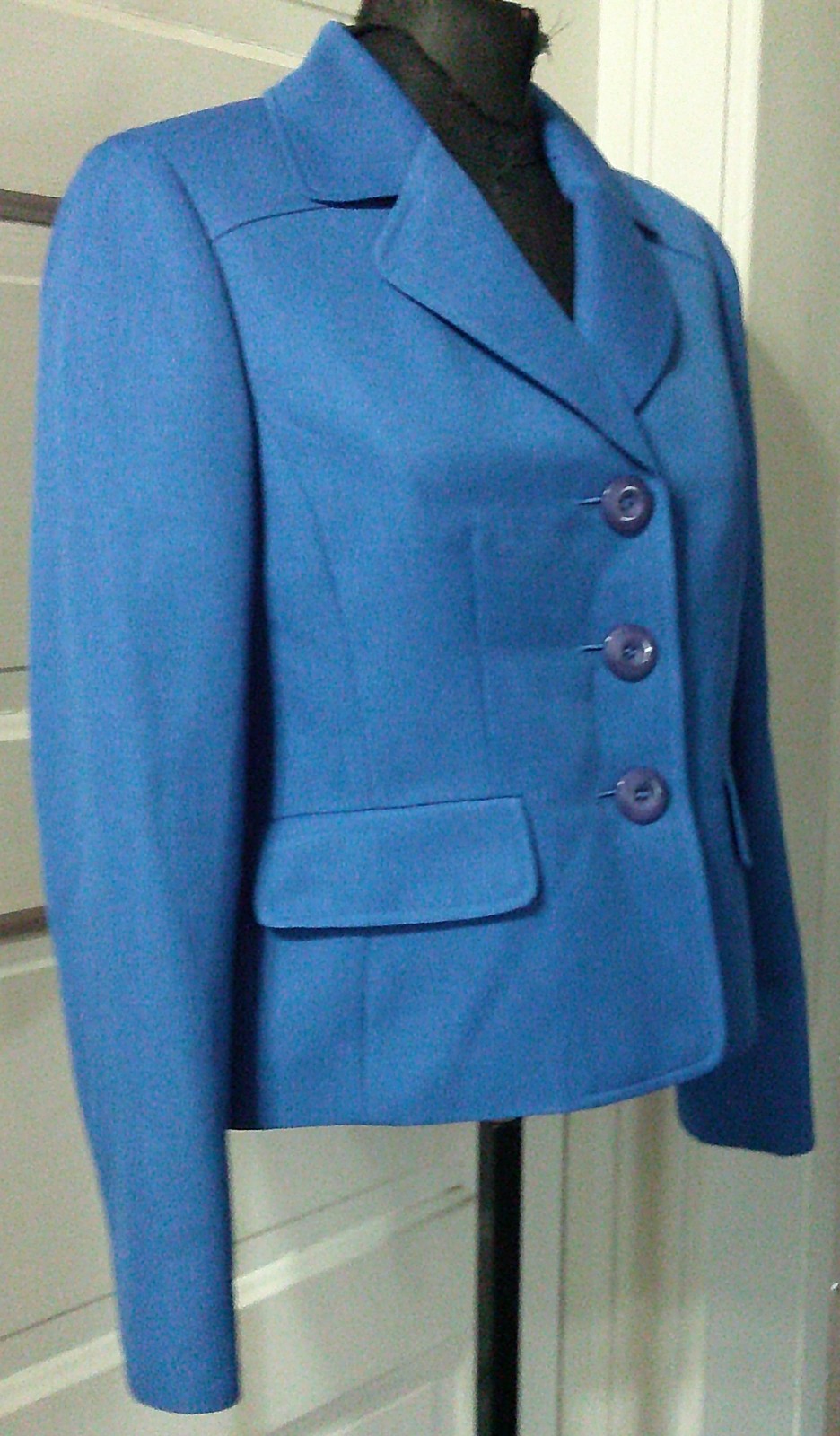 90&rsquo;s EVAN PICONE Royal Blue Lined Structured Suit Jacket Blazer 8P