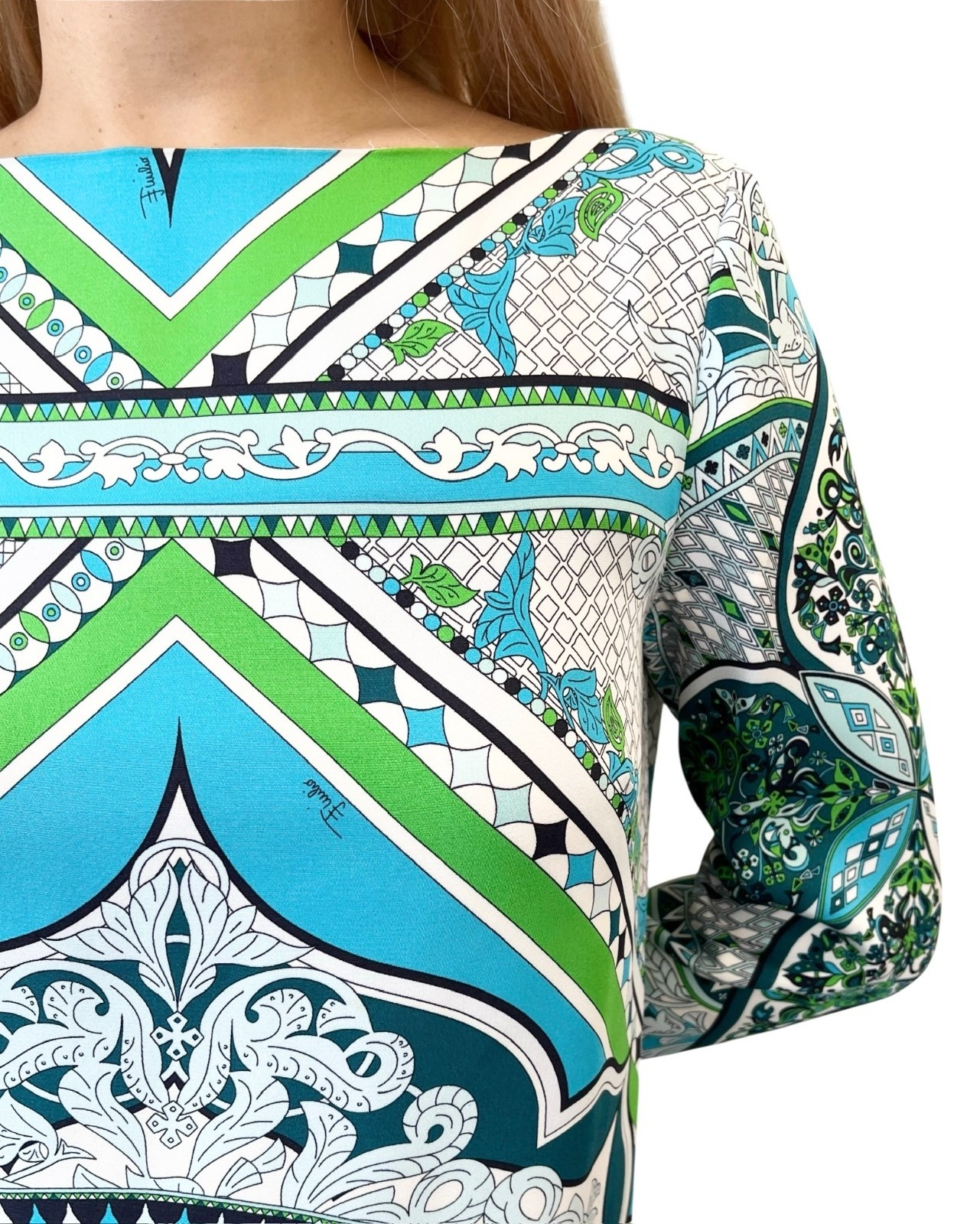 Emilio Pucci Vintage Logo Dress One-Piece #34 Multicolor Blue