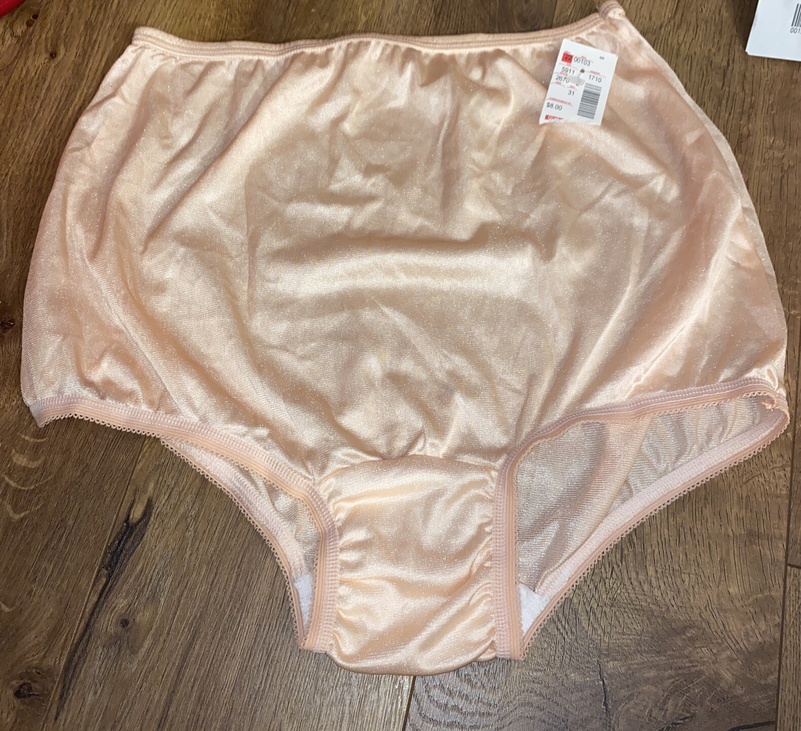 Jolie Intimates Pink Nylon Panty Brief Vintage High Waisted Soft Size 10 XXXL