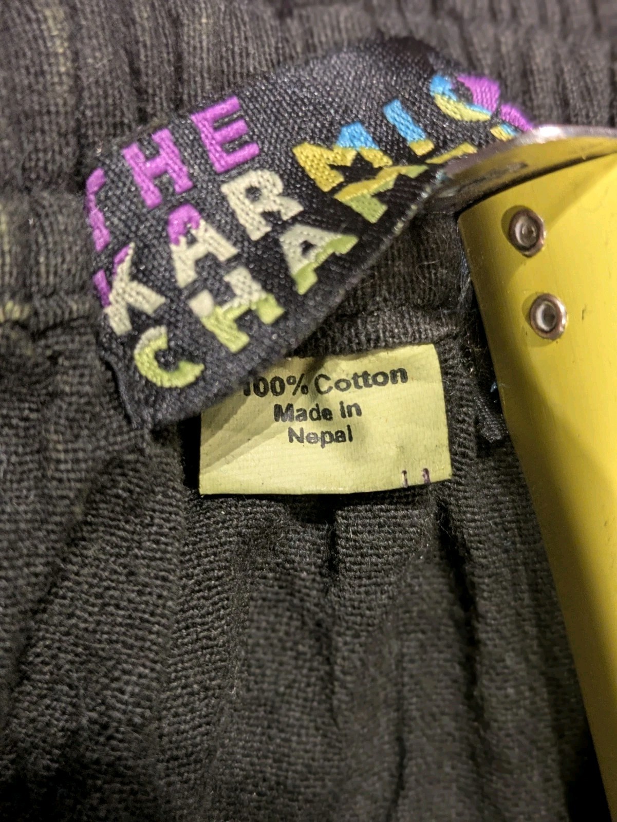 Vintage Kharmic Chameleon Harem Pants Black Green Acid Wash Festival Boho