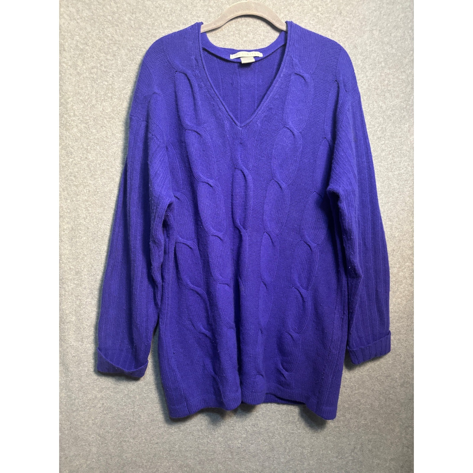 Vintage The Limited Angora Wool Cable Knit Sweater Purple Oversized 90s M