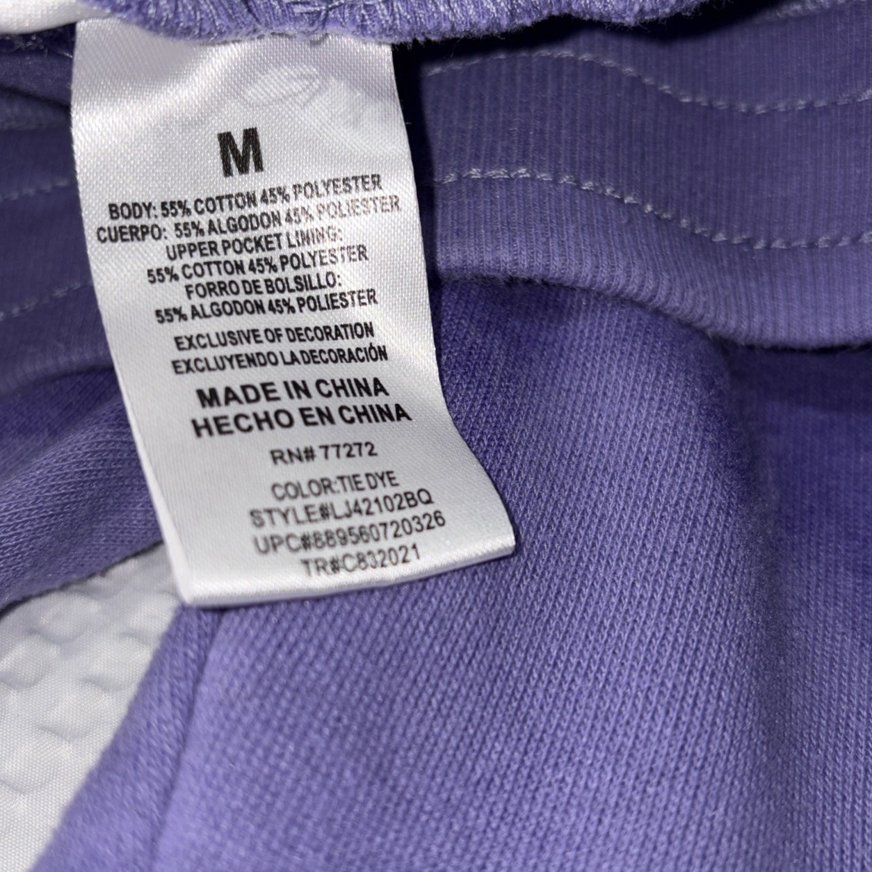 Scooby-Doo Mens Medium Jogger Sweatpants Purple Tie-Dye Keep On Snackin Graphic