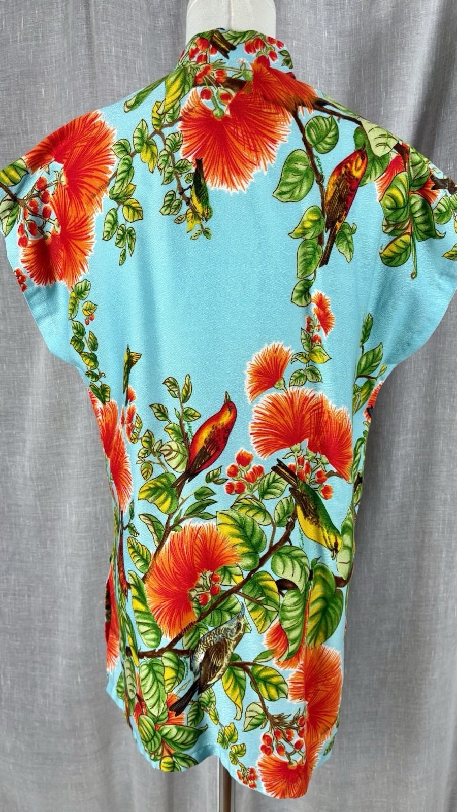 Vintage 60s Elsie Krassas Hawaiian Dress Shirt Barkcloth Tiki O Tea Timer M L