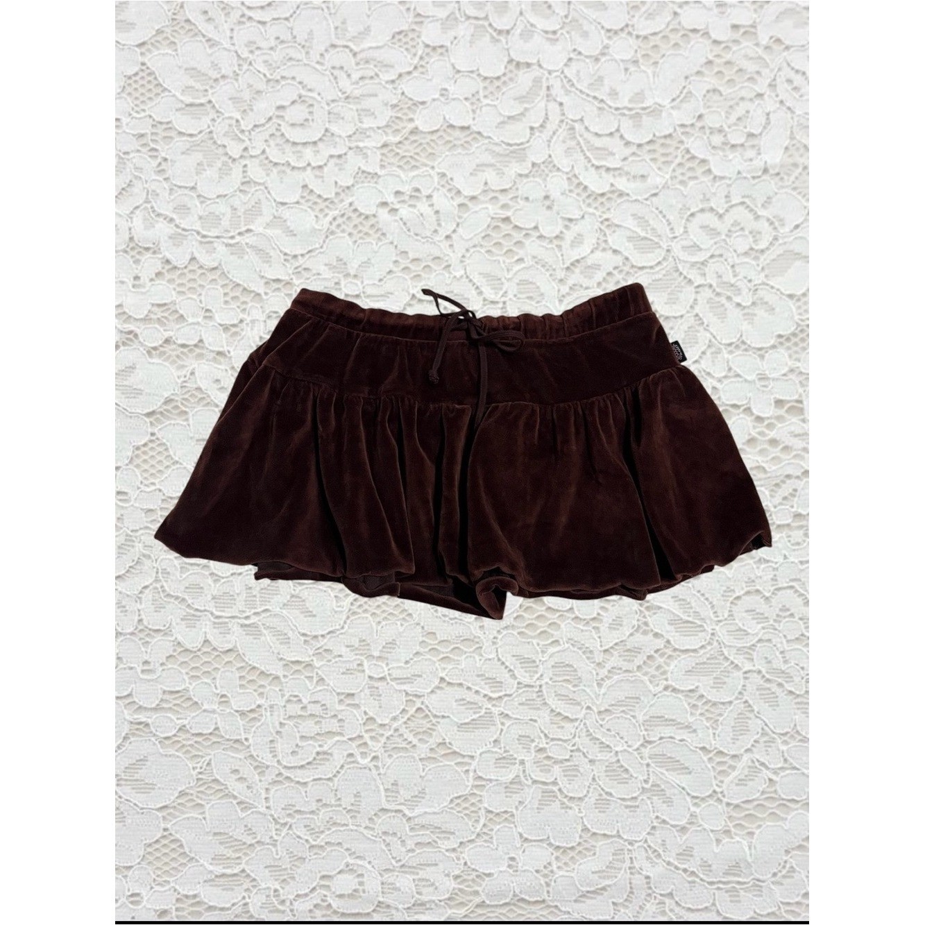 vintage velvet low rise drawstring mini skirt, perfect beach cover up