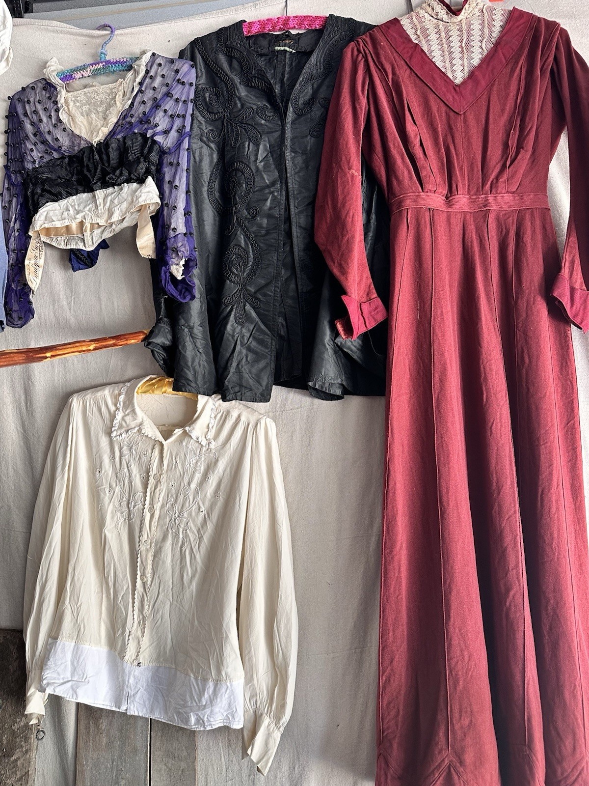 Antique Lot 4 Piece Dress Blouse Jacket Victorian Edwardian French Women’s S M L
