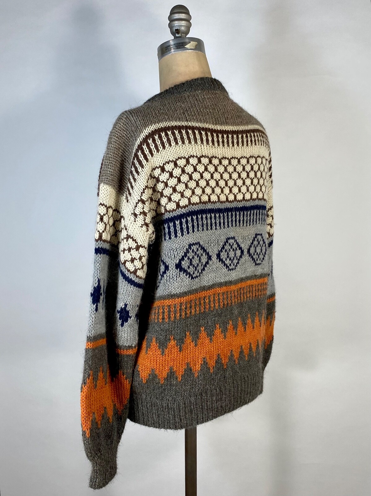 Vintage 1980&rsquo;s LINEA DE ALPACA Peruvian hand knit alpaca wool unisex sweater S/M