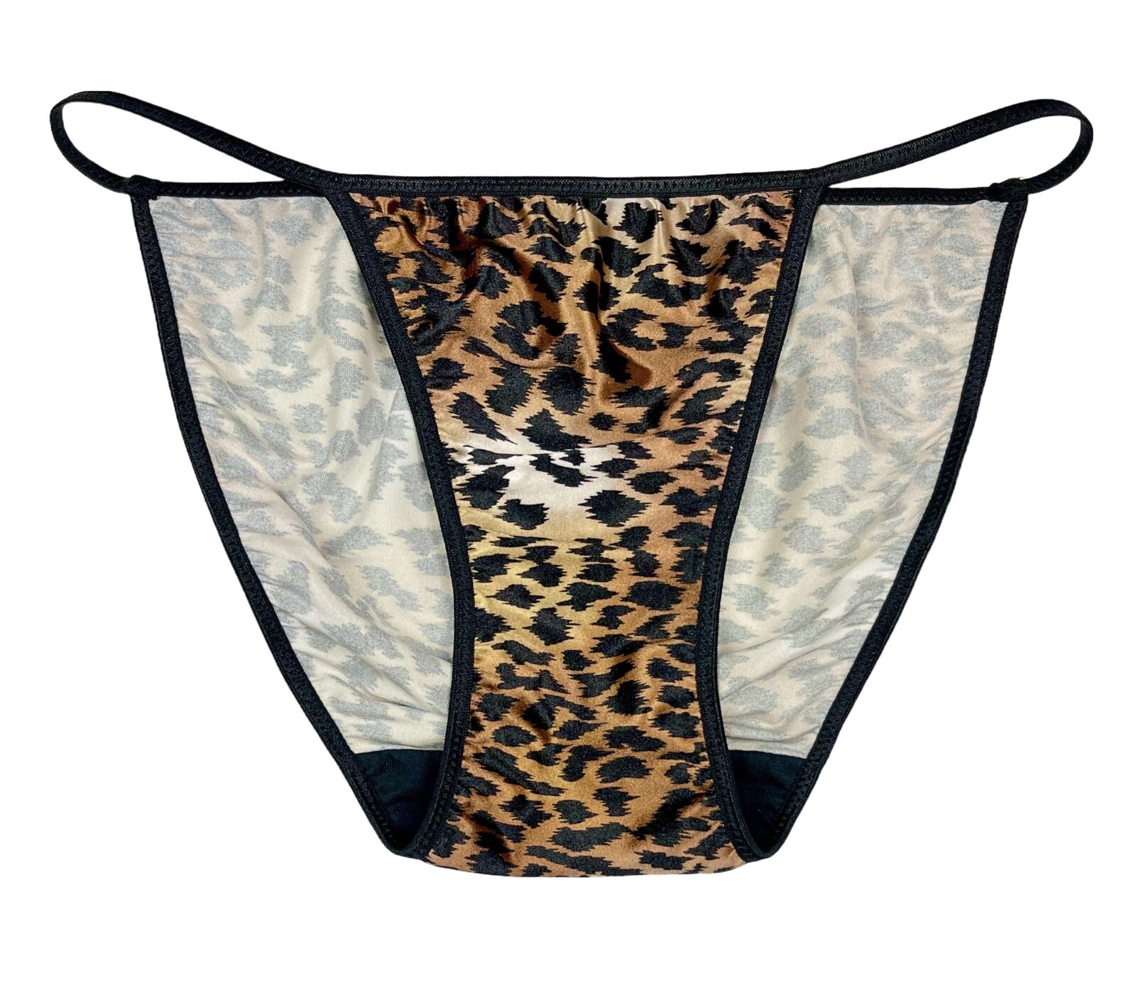 Satin String Bikini Second Skin Satin Leopard Print XL