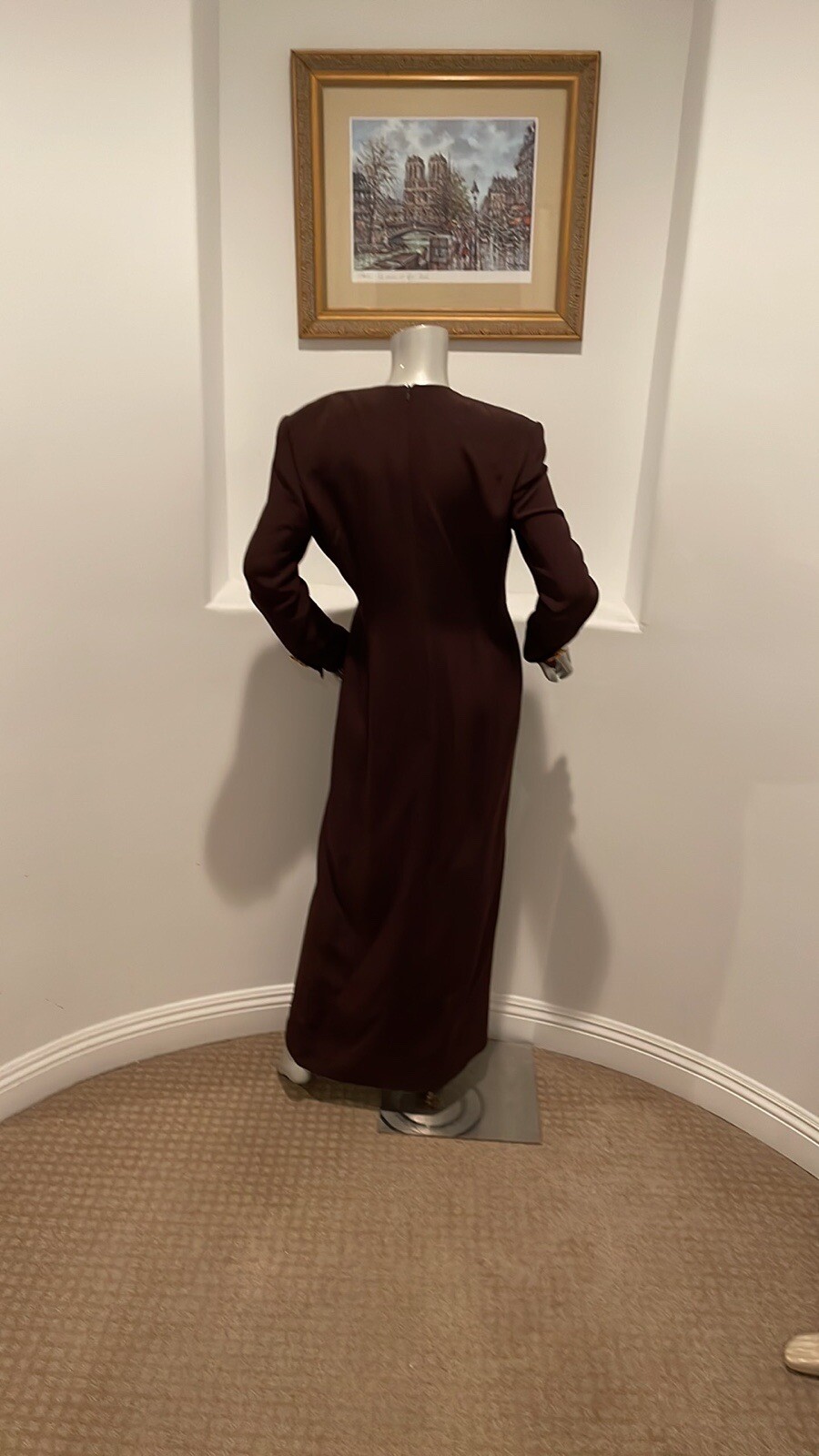 VINTAGE 1980&rsquo;S ESCADA COUTURE SILK BROWN DRESS SIZE IT 38