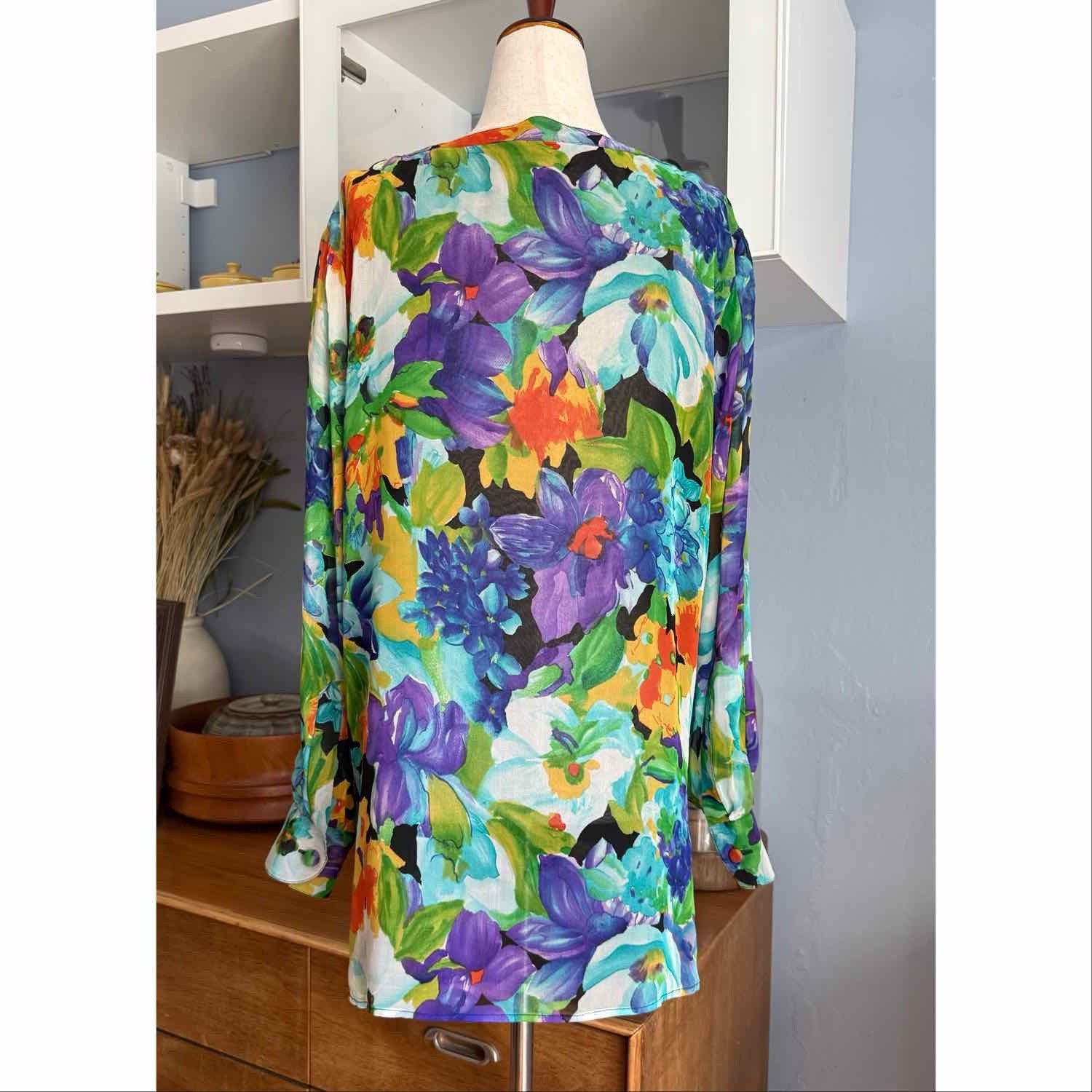 VTG Diane Freis Blouse Shirt Size Silk Bead Sequin Retro Glam Festive Luxury M/L