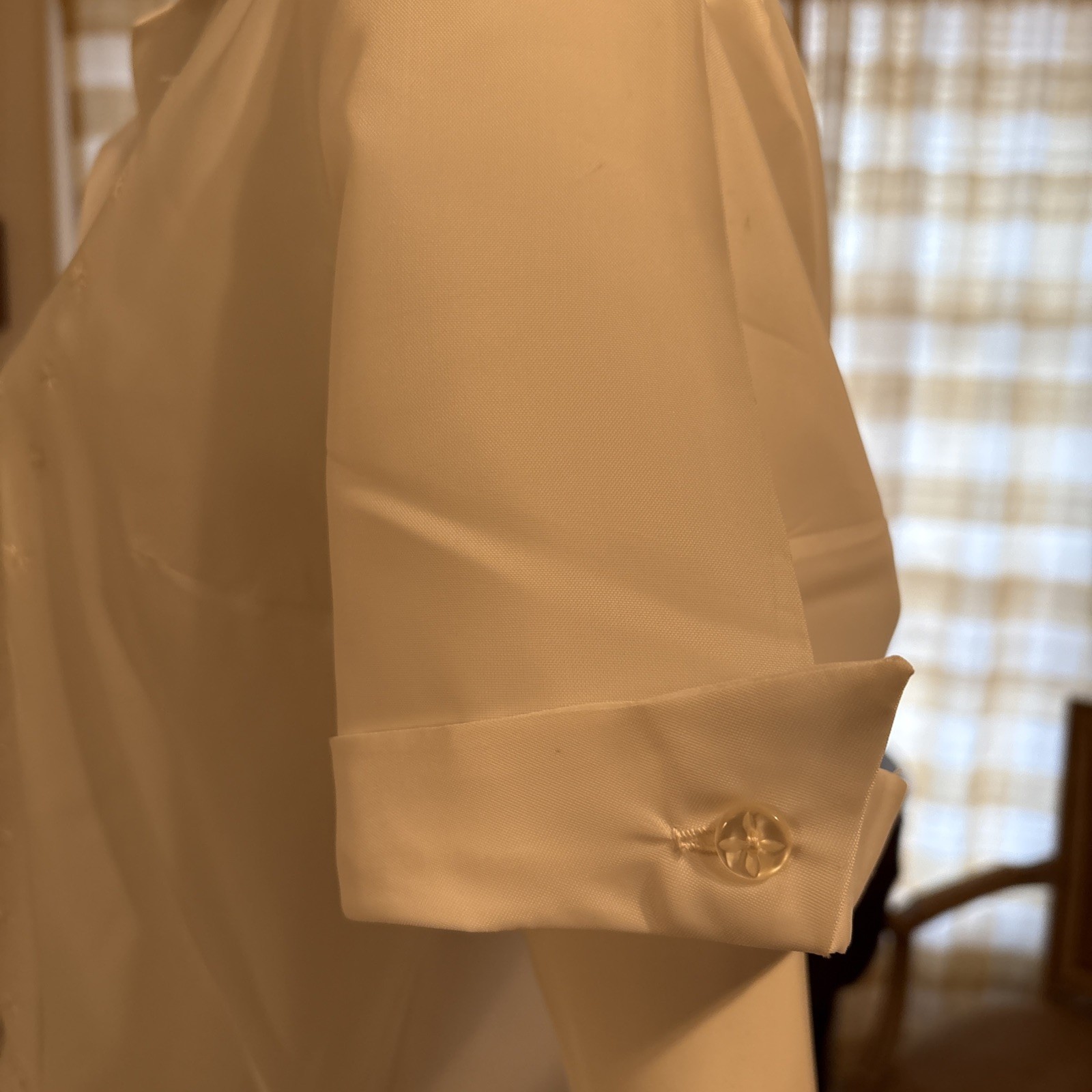 Vintage Nurse Waitress Uniform By Tiffs NY Embroidered Pockets Collar Sz L