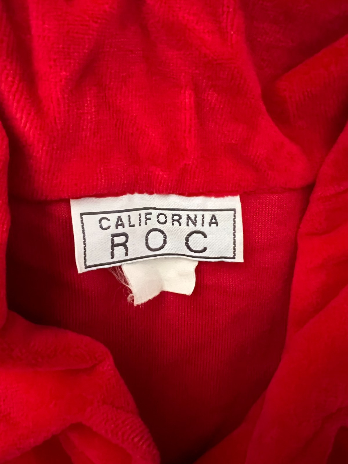 Vintage California Roc Red Velour Long Sleeve Button Front Blouse Womens Top L