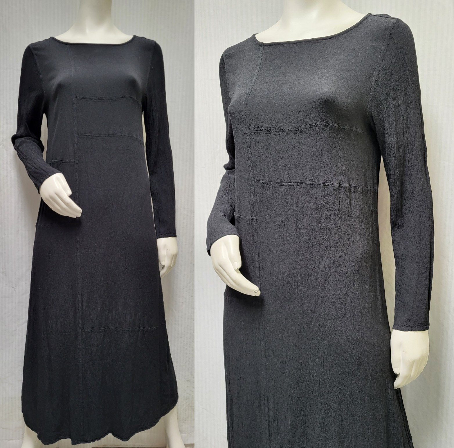 Vintage 1990s GHOST Black Dress Viscose Rayon – Size M – Made in England